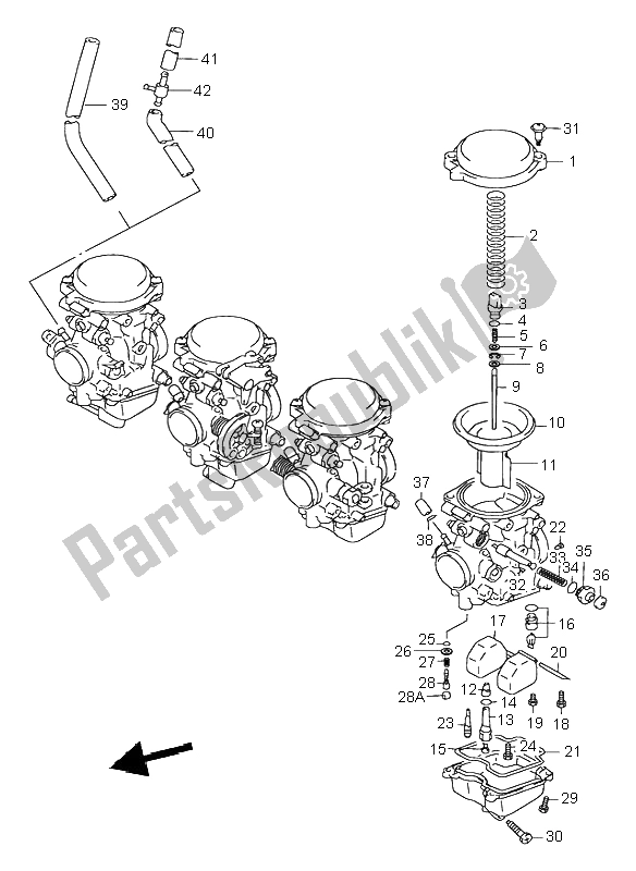 All parts for the Carburetor of the Suzuki GSX 600F 2003