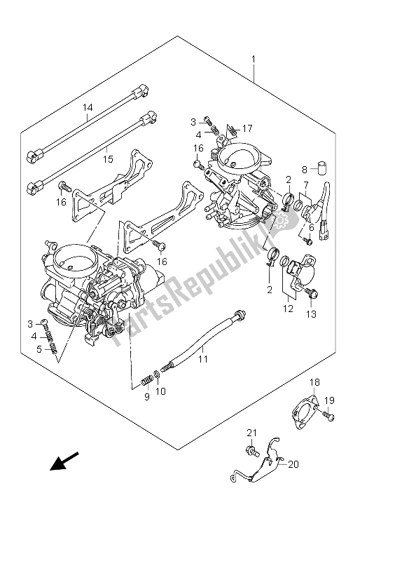 All parts for the Throttle Body of the Suzuki DL 650 V Strom 2004