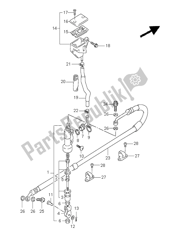 All parts for the Rear Master Cylinder of the Suzuki XF 650 Freewind 2001