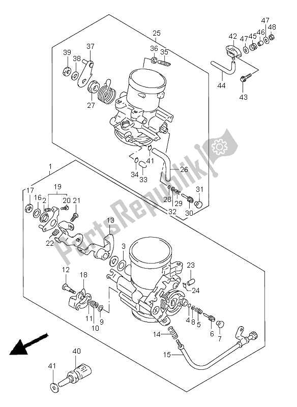 All parts for the Throttle Body of the Suzuki TL 1000S 2000