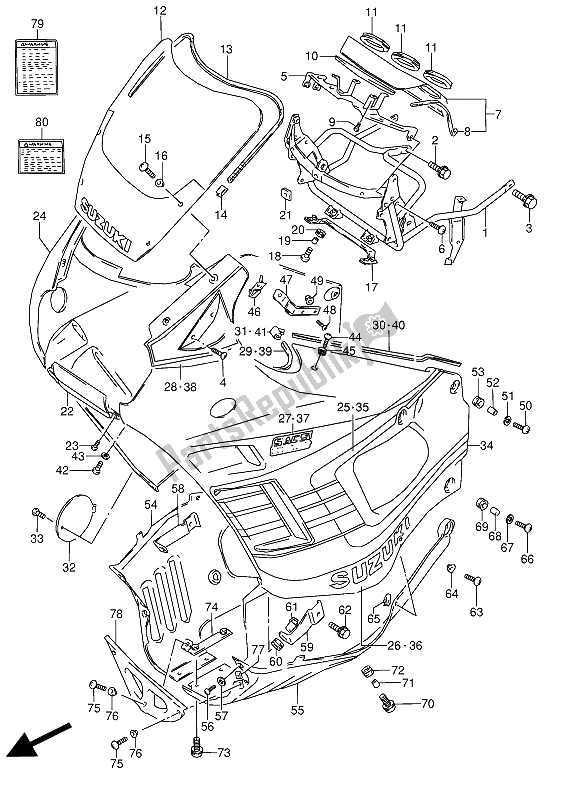 Tutte le parti per il Cowling (0jw) del Suzuki GSX 600 FUU2 1991