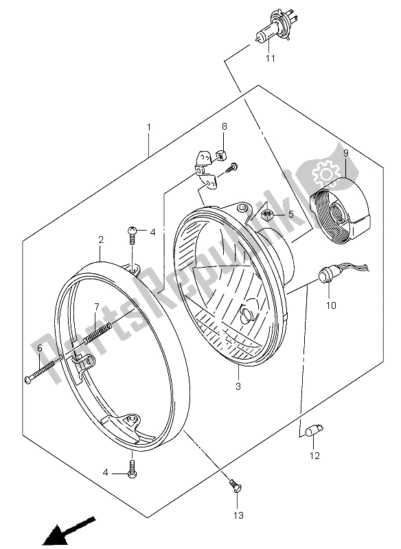 All parts for the Headlamp (gsf650-u-a-ua) of the Suzuki GSF 650 Nsnasa Bandit 2005