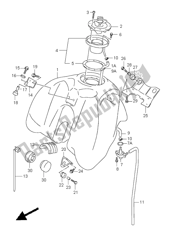 All parts for the Fuel Tank of the Suzuki XF 650 Freewind 2001