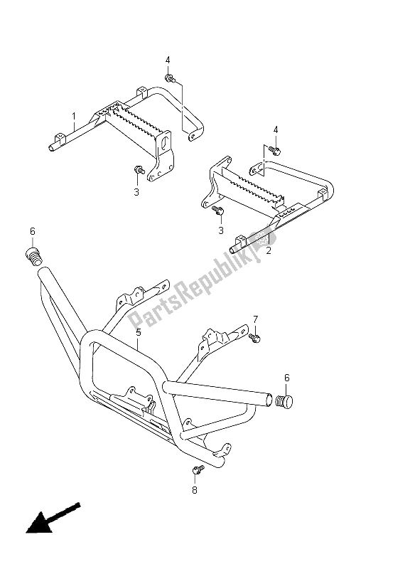All parts for the Footrest of the Suzuki LT A 400Z Kingquad ASI 4X4 2012
