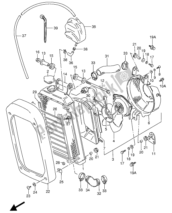 All parts for the Radiator of the Suzuki VS 800 GL Intruder 1993