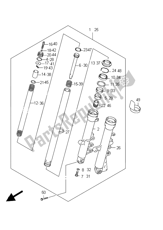 Tutte le parti per il Ammortizzatore Anteriore (sfv650ua E21) del Suzuki SFV 650A Gladius 2012