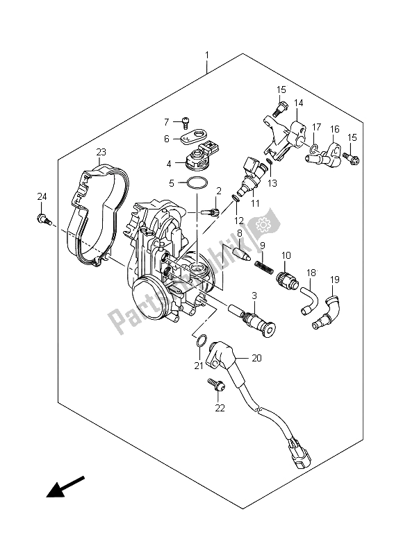 Alle onderdelen voor de Gasklephuis van de Suzuki RM Z 250 2015