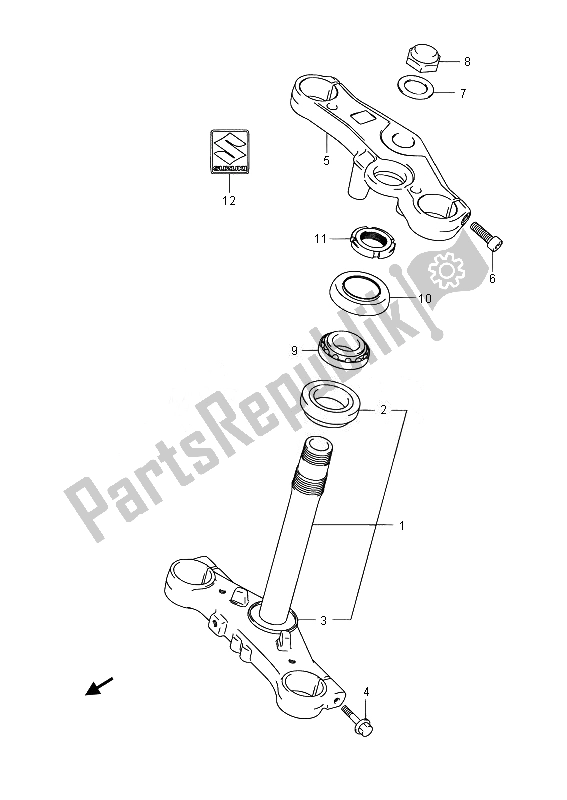All parts for the Steering Stem of the Suzuki GW 250 Inazuma 2014