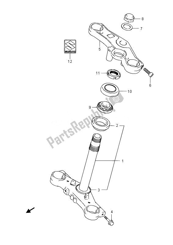 All parts for the Steering Stem of the Suzuki GW 250 Inazuma 2014