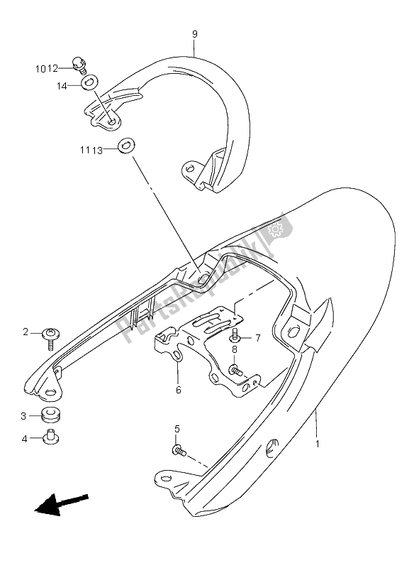 All parts for the Seat Tail Cover of the Suzuki GSX 750 1998