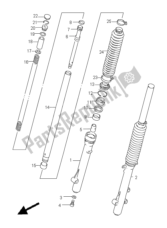 Tutte le parti per il Ammortizzatore Anteriore del Suzuki DR 125 SE 2002