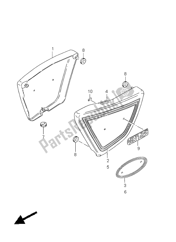 Todas as partes de Tampa Da Moldura do Suzuki GN 125E 1998