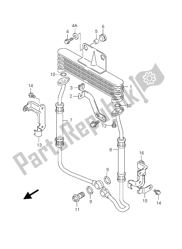 All parts for the Oil Cooler of the Suzuki GS 500 EF 2004