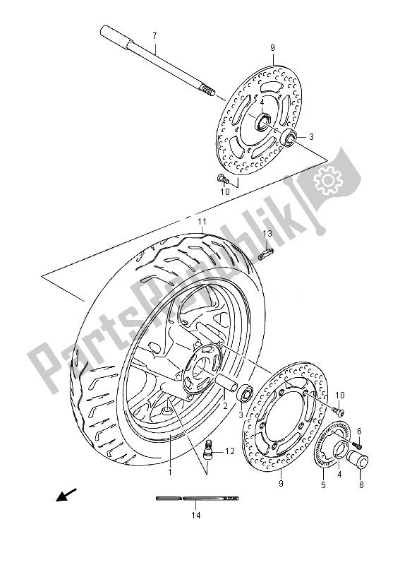 Todas las partes para Rueda Delantera (an400a E02) de Suzuki Burgman AN 400 AZA 2014