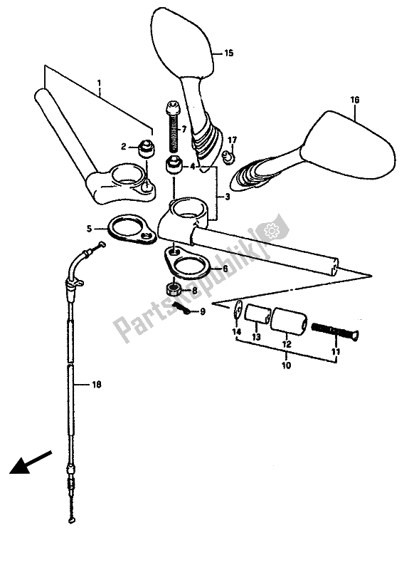 All parts for the Handlebar of the Suzuki GSX R 1100 1989