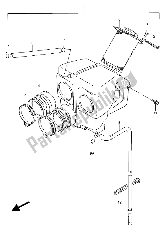 All parts for the Air Cleaner of the Suzuki GS 500 EU 1992