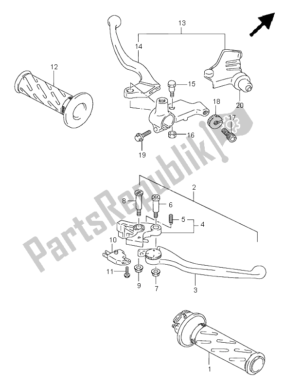 All parts for the Handle Lever of the Suzuki GSF 600 NS Bandit 1998