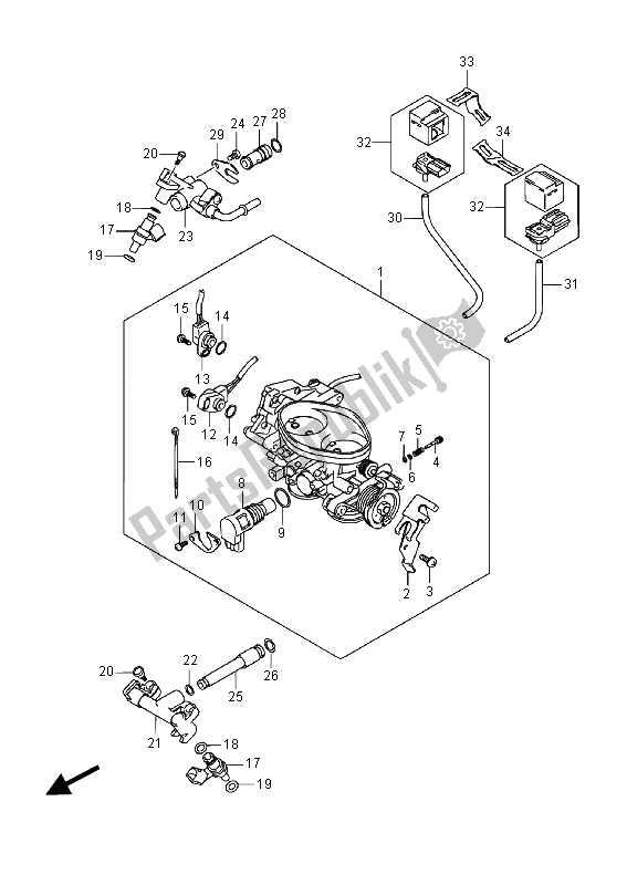 All parts for the Throttle Body of the Suzuki VL 800 CT Intruder 2014