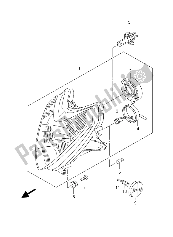 Toutes les pièces pour le Lampe Frontale (gs500f P24) du Suzuki GS 500 EF 2005