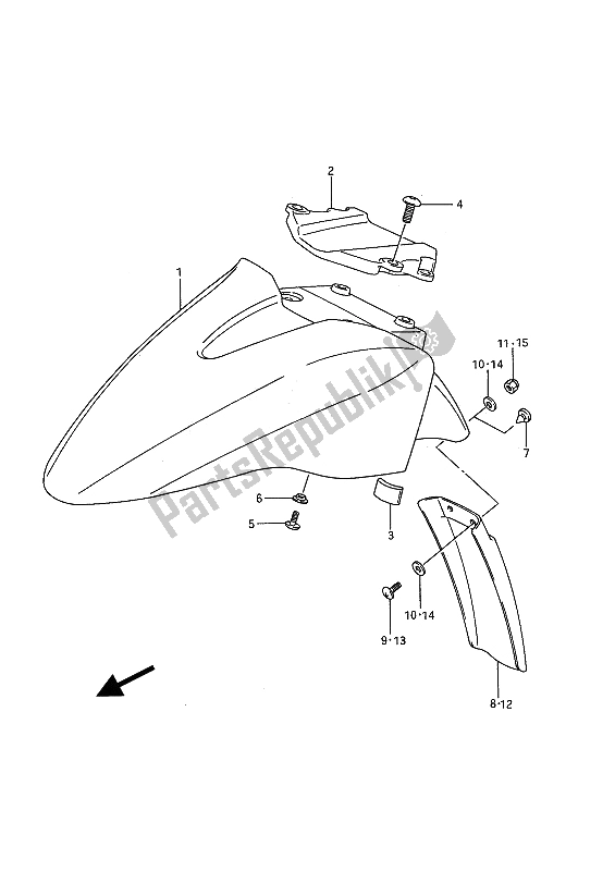 Tutte le parti per il Parafango Anteriore del Suzuki GSX 1100F 1994