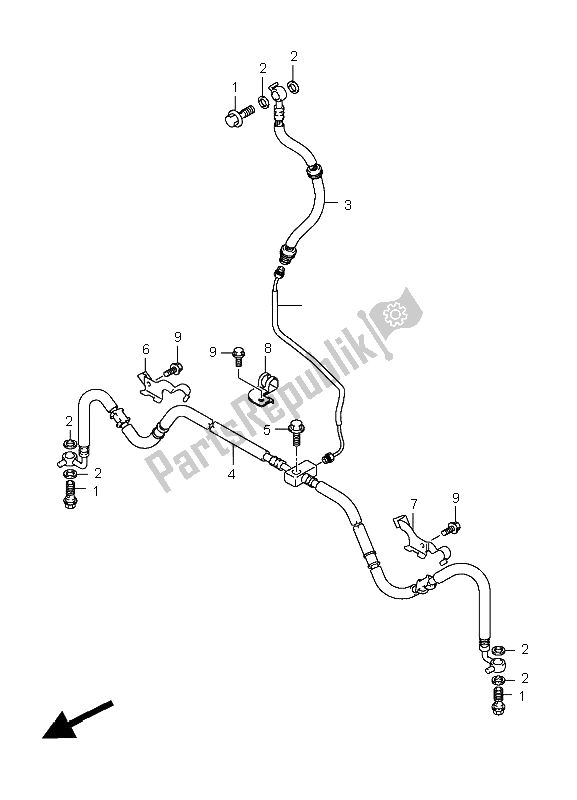 All parts for the Front Brake Hose of the Suzuki LT A 400F Kingquad 4X4 2008