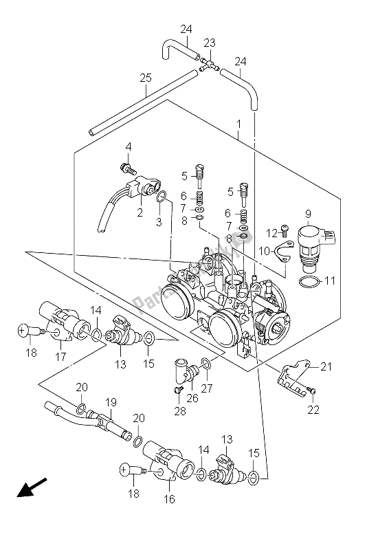 All parts for the Throttle Body of the Suzuki AN 650A Burgman Executive 2012