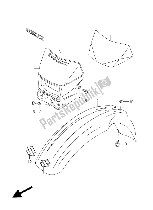 All parts for the Front Fender (e24) of the Suzuki DR Z 400E 2006