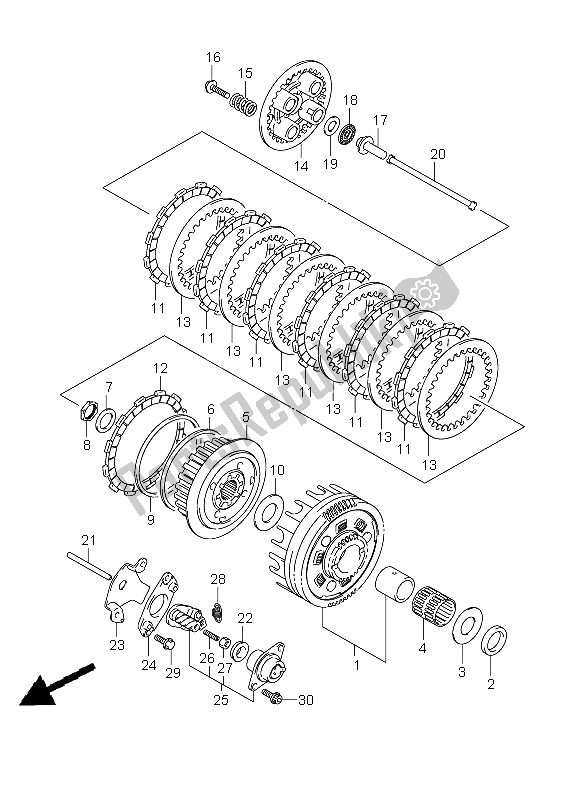 All parts for the Clutch of the Suzuki VZ 800Z Intruder 2009