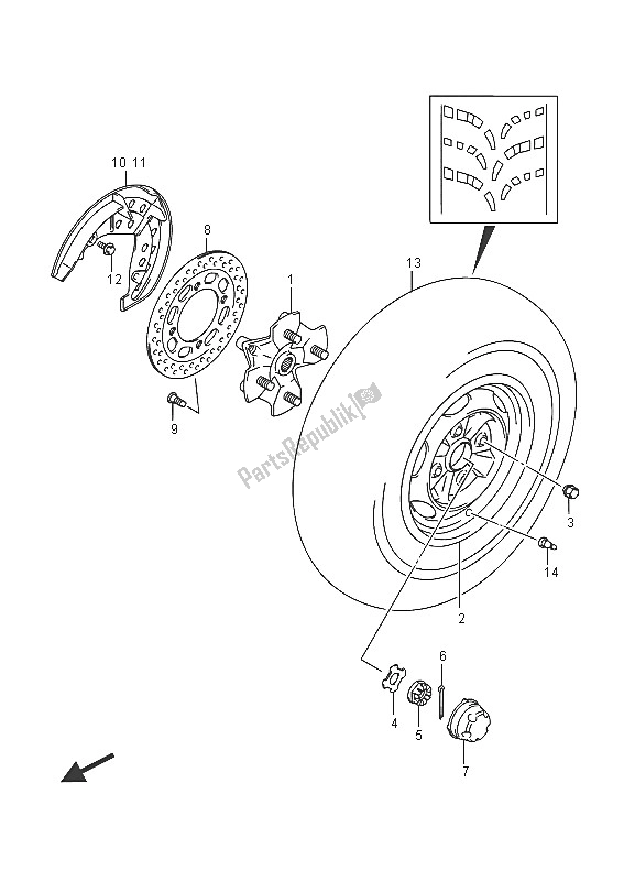 All parts for the Front Wheel of the Suzuki LT A 750 XPZ Kingquad AXI 4X4 2016