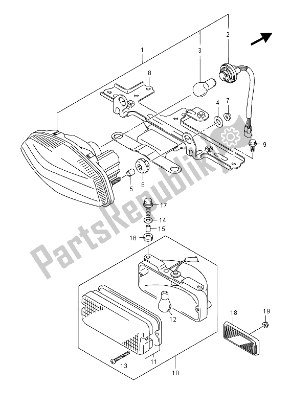 Wszystkie części do Tylna Lampa Zespolona Suzuki LT F 400F Kingquad FSI 4X4 2015