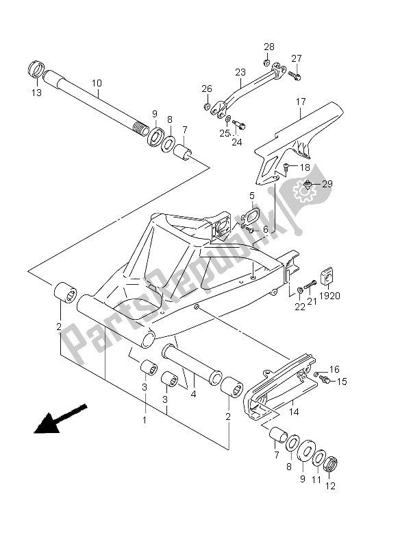 Tutte le parti per il Braccio Oscillante Posteriore del Suzuki GSX R 1000 2001