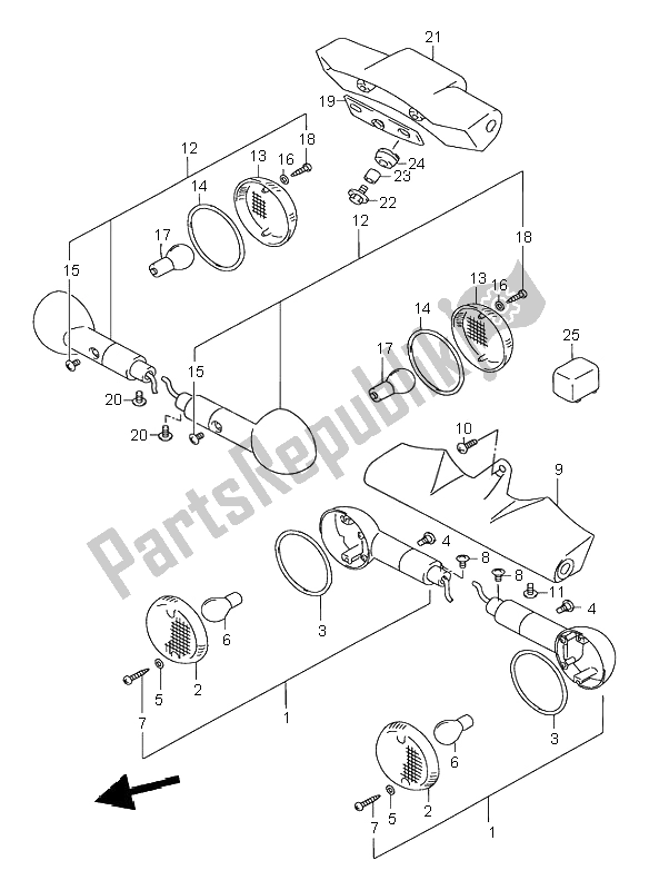 All parts for the Turn Signal Lamp of the Suzuki VL 1500 Intruder LC 2000