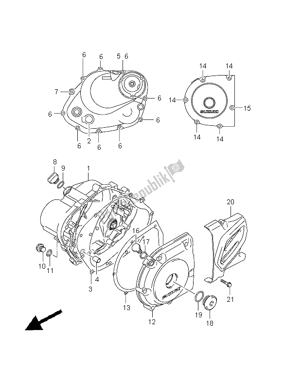 Tutte le parti per il Coperchio Del Carter del Suzuki DR Z 125 SW LW 2008