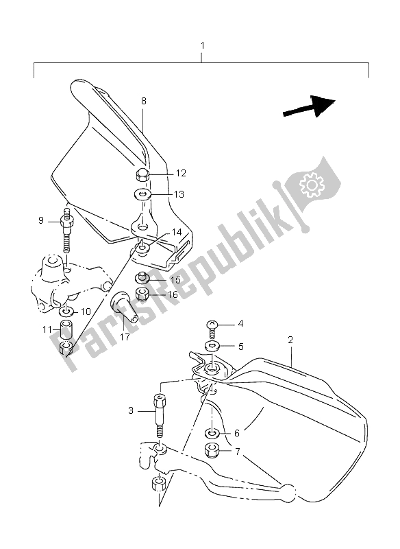 Tutte le parti per il Knucklecover (opzione) del Suzuki DR 125 SE 2000