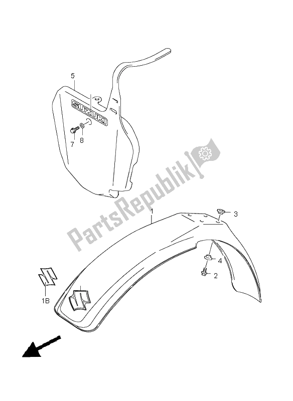 All parts for the Front Fender of the Suzuki RM 85 SW LW 2006