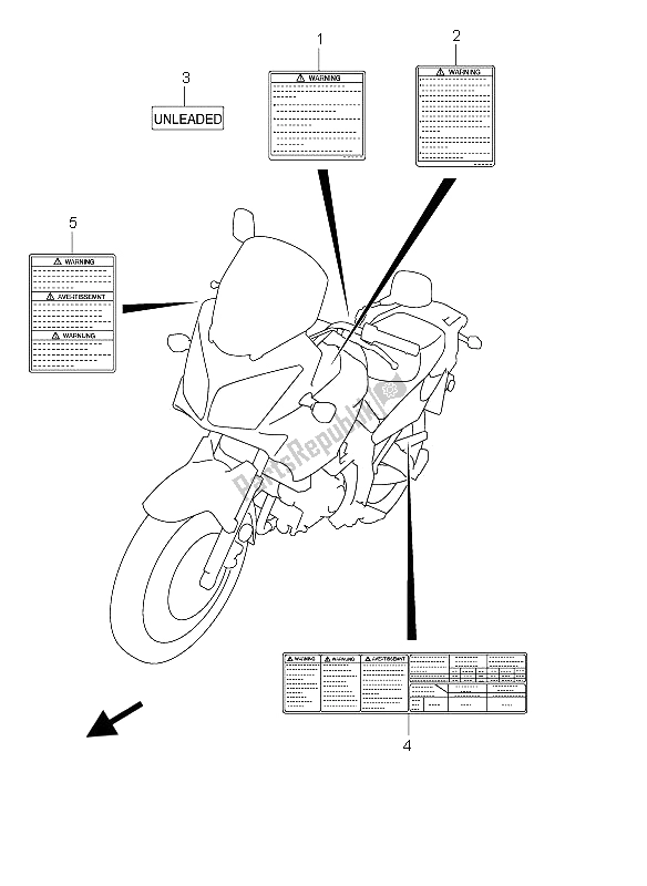 All parts for the Label of the Suzuki DL 650 V Strom 2005