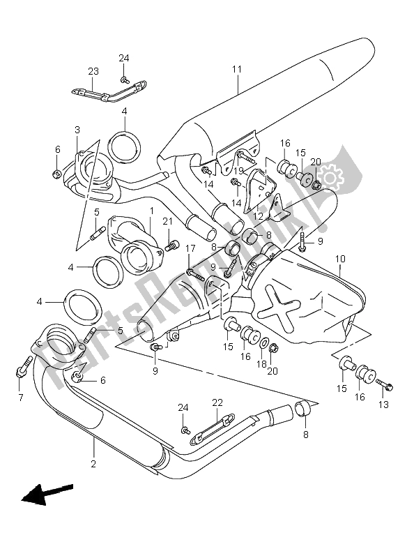 Todas las partes para Silenciador de Suzuki VL 1500 Intruder LC 2002