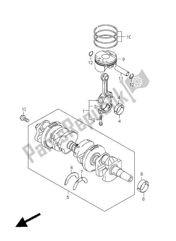 Tutte le parti per il Albero A Gomiti del Suzuki GSX 650 FA 2011