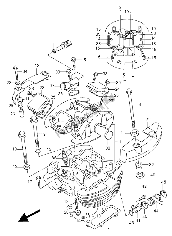 Todas as partes de Cabeça Do Cilindro Dianteiro do Suzuki VL 800Z Volusia 2004