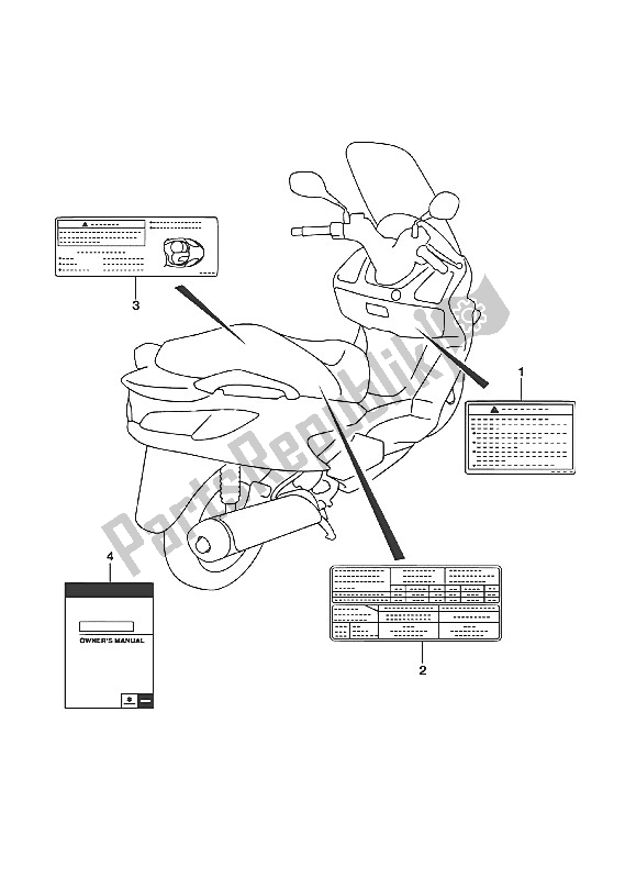 Todas as partes de Etiqueta (uh200a P34) do Suzuki UH 200A Burgman 2016