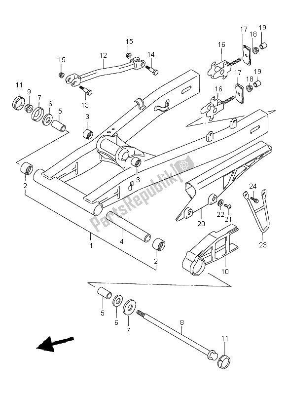 Tutte le parti per il Braccio Oscillante Posteriore del Suzuki GSX 600F 1998