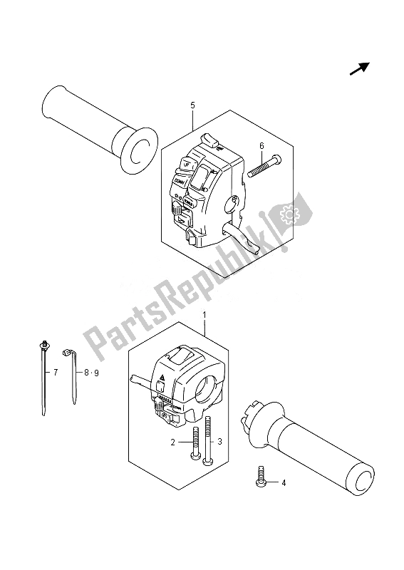 All parts for the Handle Switch (an650 E19) of the Suzuki AN 650Z Burgman Executive 2014