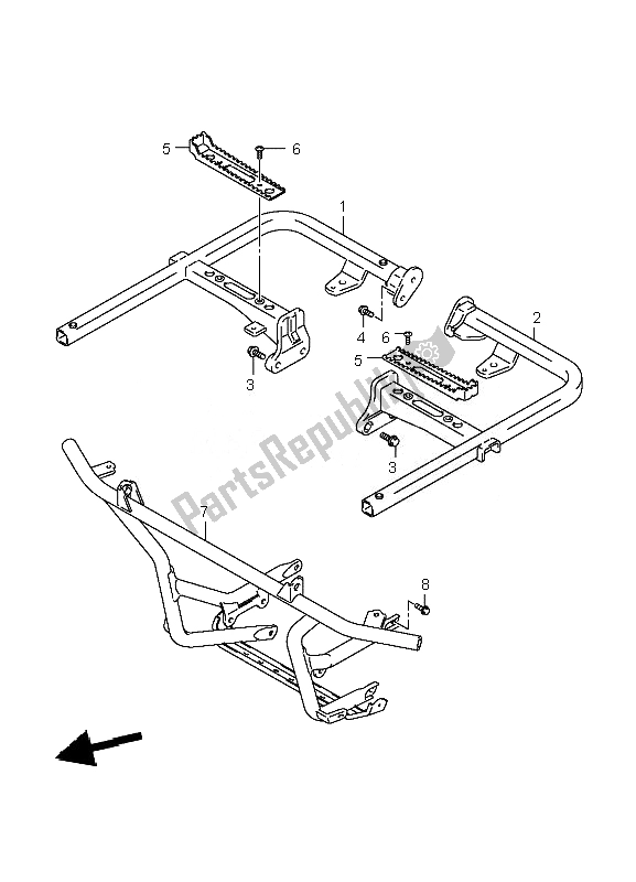 Tutte le parti per il Poggiapiedi del Suzuki LT A 700X Kingquad 4X4 2007