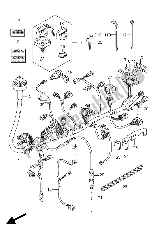 All parts for the Wiring Harness of the Suzuki LT A 450 XZ Kingquad 4X4 2009