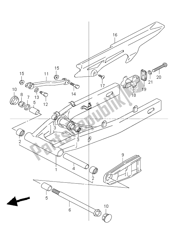 All parts for the Rear Swinging Arm of the Suzuki GSF 600 NSZ Bandit 2004