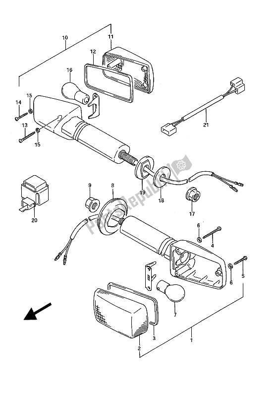 Toutes les pièces pour le Feu Clignotant du Suzuki GSX R 750W 1993