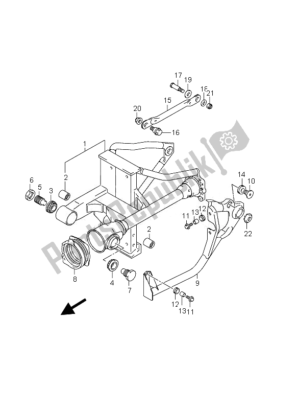 All parts for the Rear Swinging Arm of the Suzuki VZ 800 Intruder 2010