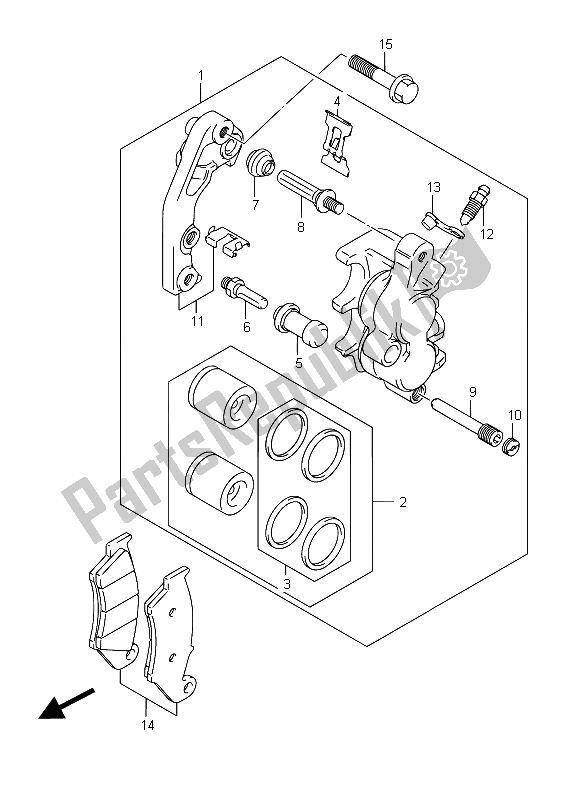 All parts for the Front Caliper of the Suzuki RM Z 250 2015