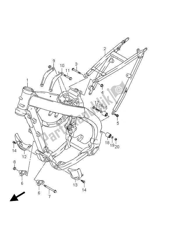 Tutte le parti per il Telaio del Suzuki RM Z 250 2010