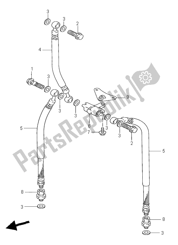 All parts for the Front Brake Hose of the Suzuki GSX 750F 1996